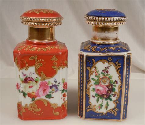 Antique Paris Porcelain Hand Enameled Perfume Bottles Perfume Bottles