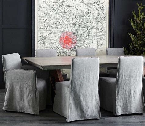 Dining arm chair w/metal legs. Bellini Dining Chair with loose linen upholstery for ...
