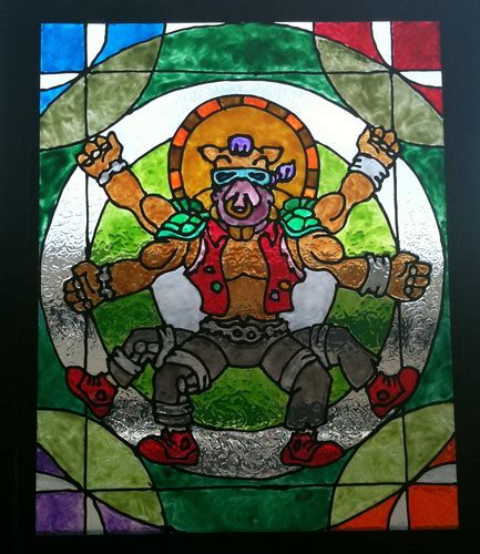 Man Or Monster Studios “vitruvian Bebop” Stained Glass Panel