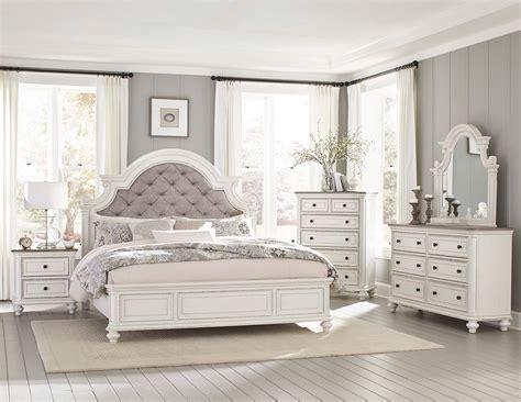Homelegance Baylesford Bedroom Set Antique White Rub Through Finish 1624w Bedroom Set At