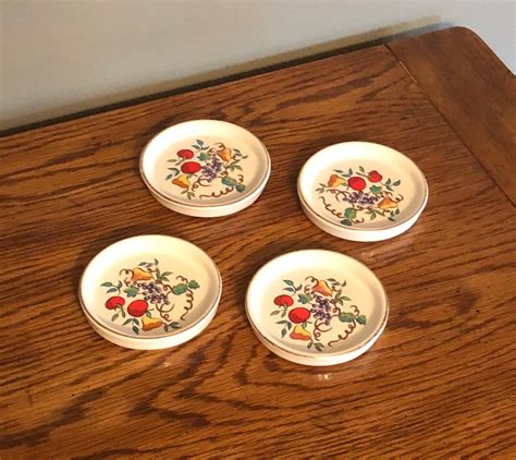 Vintage Ceramic Coasters Set Of 4 Drink Coasters Pottery Etsy