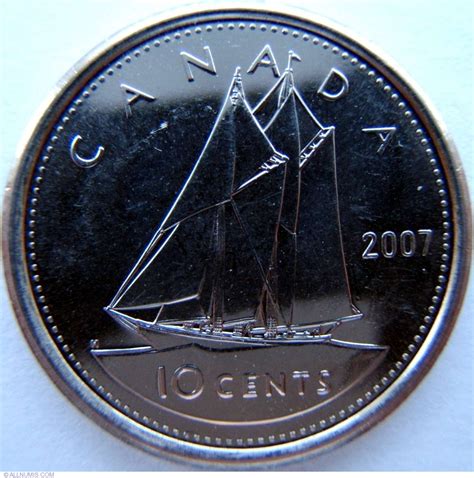10 Cents 2007 Elizabeth Ii 1953 2022 Canada Coin 5155
