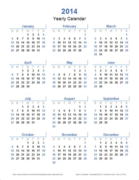 4 Best Images Of Free Printable 12 Month Calendar 2014 Printable 2014