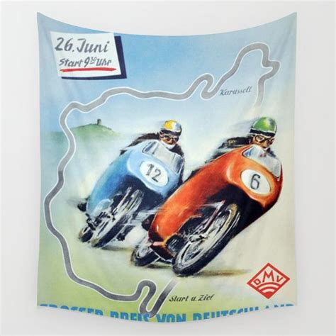 Nurburgring German Motorcycle Road Race Vintage Poster Circa 1955 Wall