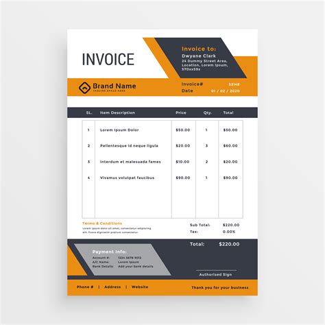 Creative Invoice Template Vector Design Download Free Vector Art