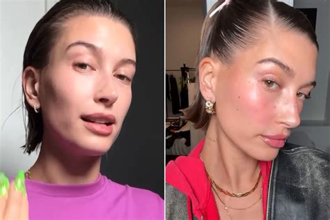 hailey bieber shows off her makeup free face in grwm video from coachella