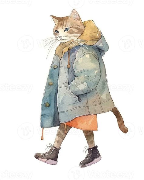 The Cool Cat Character Wearing A Jacket Generate Ai 23697909 Stock