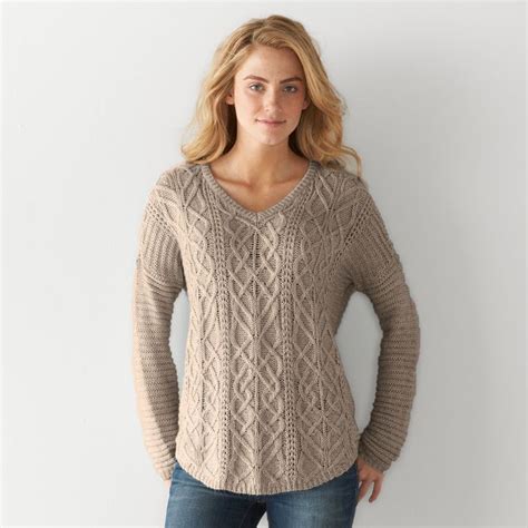Women S Sonoma Goods For Life Cable Knit V Neck Sweater Kohls In
