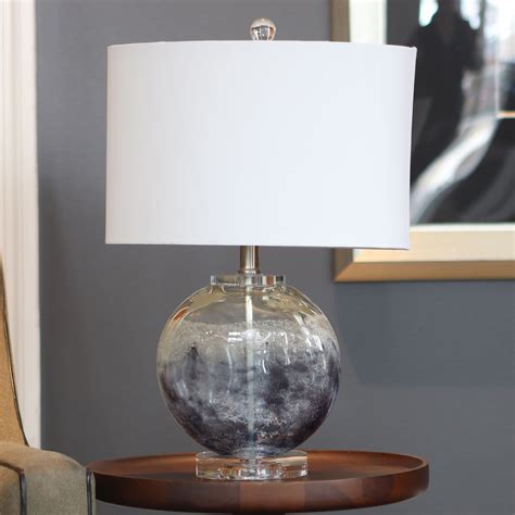 Art Glass Table Lamp With Crystal Base