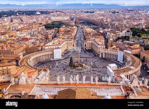Saint Peters Square In Vatican And Aerial View Of Rome Stock Photo Alamy