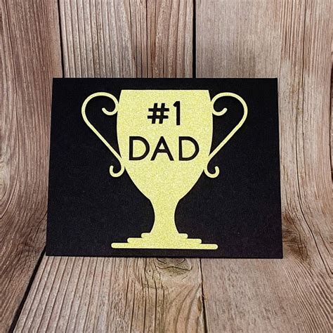 Elegant Gold On Black 1 Dad Trophy Card Happy Birthday Dad Etsy
