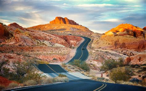 Photo Landscape Road In Valley Of Fire State Park Nevada United States