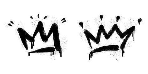 Collection Of Spray Painted Graffiti Crown Sign In Black Over White