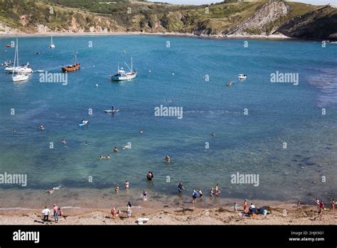 Views Of Lulworth Cove In Dorset On A Summer Day In The Uk Stock Photo