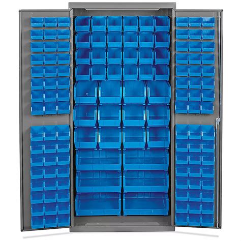 Bin Storage Cabinet 36 X 24 X 78 138 Blue Bins H 8347blu Uline