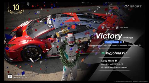 10th Win In Gran Turismo™sport Daily Race B Circuit De Spa