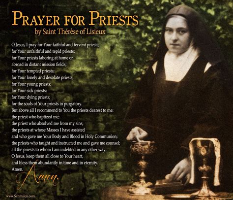 Prayer For Priests By Saint Therese Of Lisieux The Little Flower