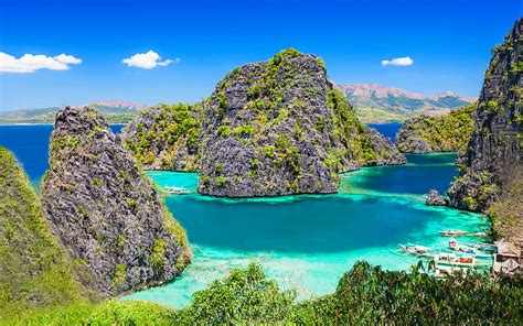 Coron Sea Blue Lagoon Paradise Palawan Philippines Asia Hd