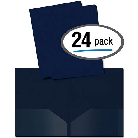 Heavyweight Blue Plastic 2 Pocket Portfolio Folder Letter Size Poly
