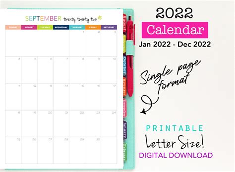 Planner Printable Calendar 2022 2023 Desktop Calendar Wall Etsy India