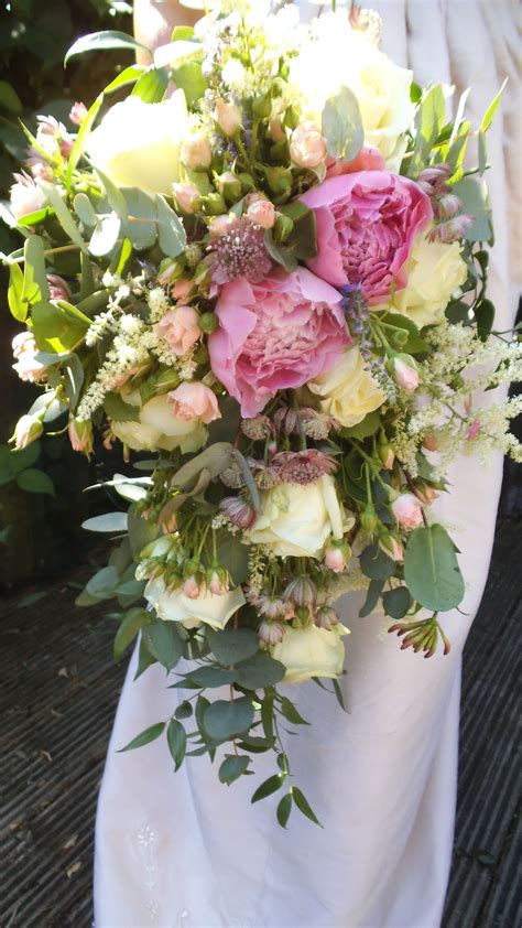 Rose And Peony Trailing Bouquet Country Wedding Flowers Wedding