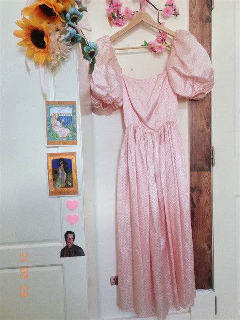 Pink Puffsleeve Prom Napoleon Dynamite Dress Mini Gold Polka Etsy
