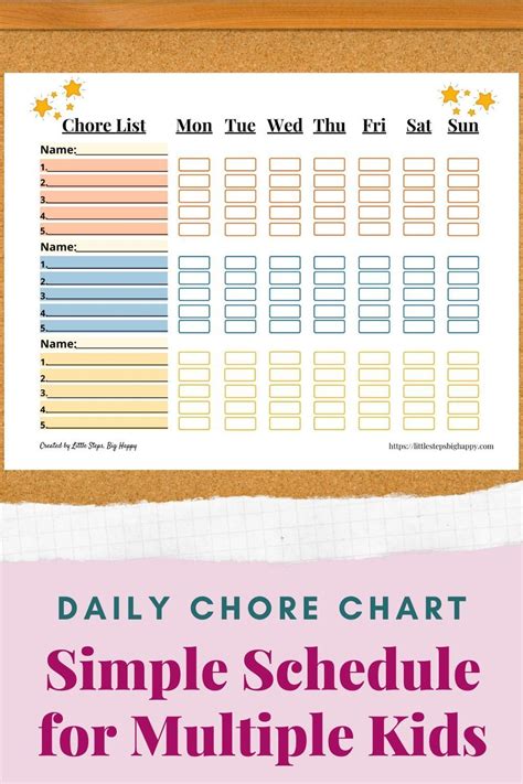 Weekly Chore Chart For 3 Kids Printable Chore List Etsy In 2020