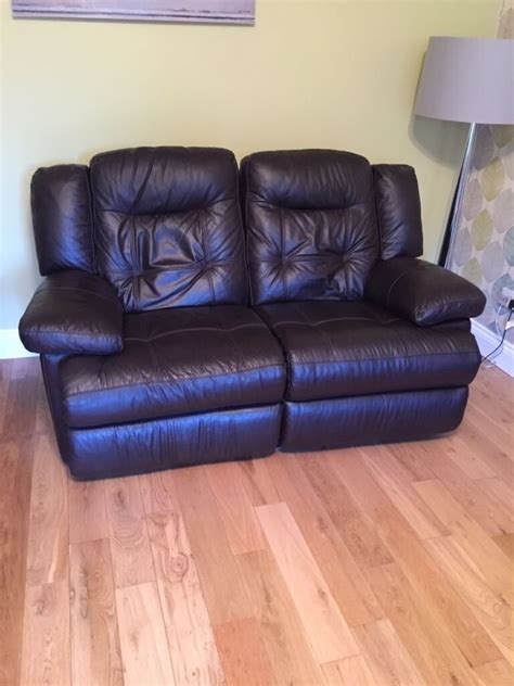 Dfs Two Seater Electric Leather Recliner Sofa Dark Brown In Bletchley