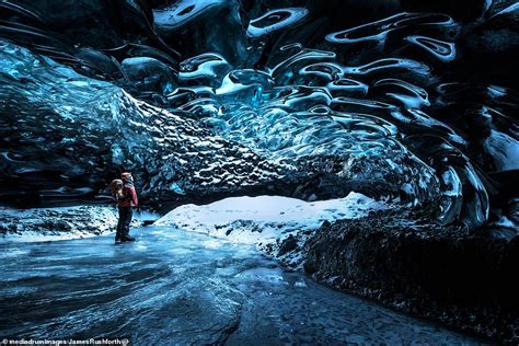 Thats Why Its Called Iceland Beautiful Cave Walls Glisten Within