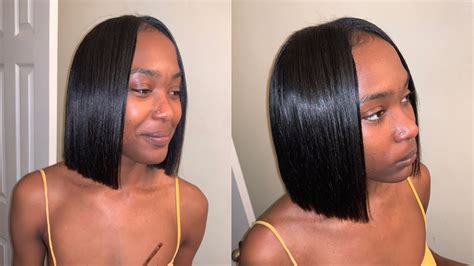 Blunt Cut Bob Quickweave Middle Part Youtube