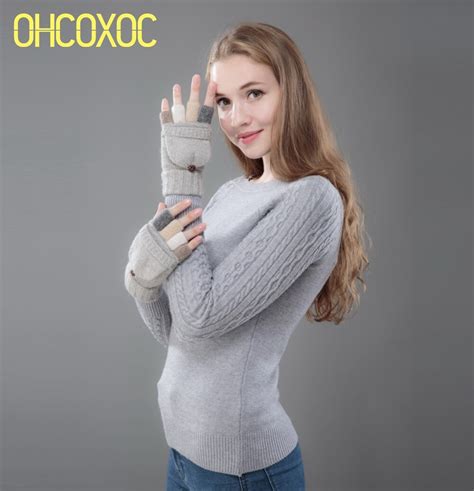 Buy Ohcoxoc New Wool Winter Gloves Colored Half Finger