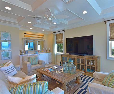 Blue And Yellow Coastal Living Room In A Florida Beach Home Beach House