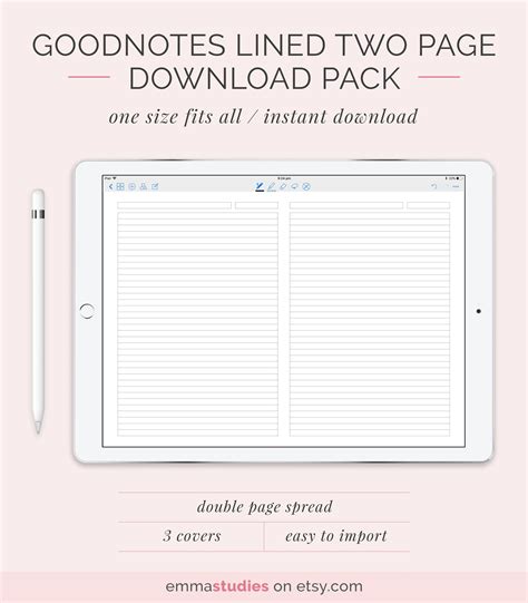 Goodnotes Student Notebook Template Lined Ruled Customisable