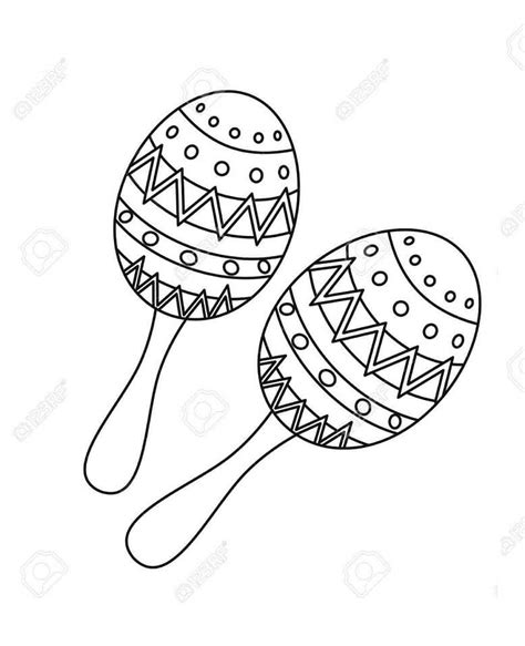 Maracas Y Sombrero Mexicano Para Colorear Imprimir E Dibujar Coloringonly Com