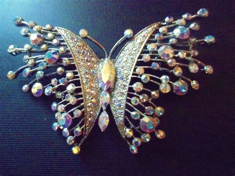 Butterfly Brooch Aurora Borealis Brooch Signed BUTLER AND WILSON