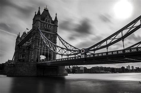 Grayscale Photo Of Tower Bridge London Hd Wallpaper Wallpaper Flare