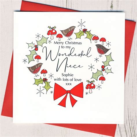 personalised sparkling christmas wreath card