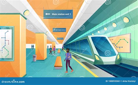 People In Metro Subway Station Vector Illustration Cartoon Passenger