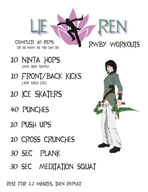Rwby Workouts Lie Ren Train Like Ren And Be The Ninja Youve Always
