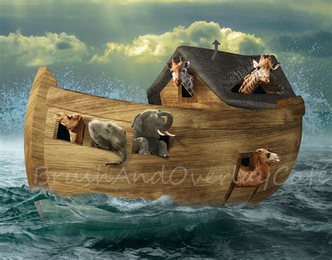 Noahs Ark Digital Backdropwooden Boat Digital Etsy