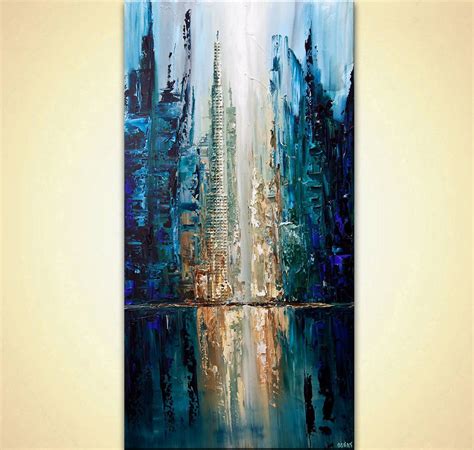 Abstract Art Large City Abstract Painting Blue City Etsy Abstract