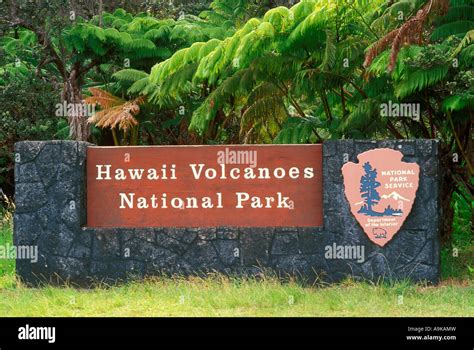 The Hawaii Volcanoes National Park Entrance Sign Hawaii Volcanoes National Park The Big Island