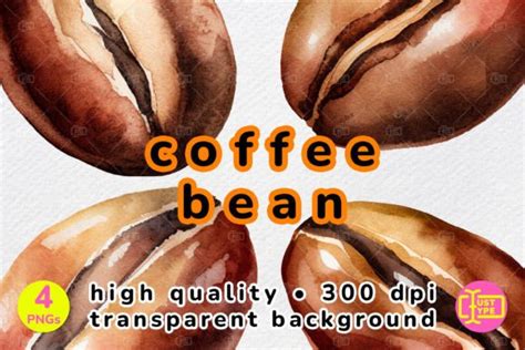 Watercolor Coffee Bean Clipart Pack Graphic By Justtype · Creative Fabrica