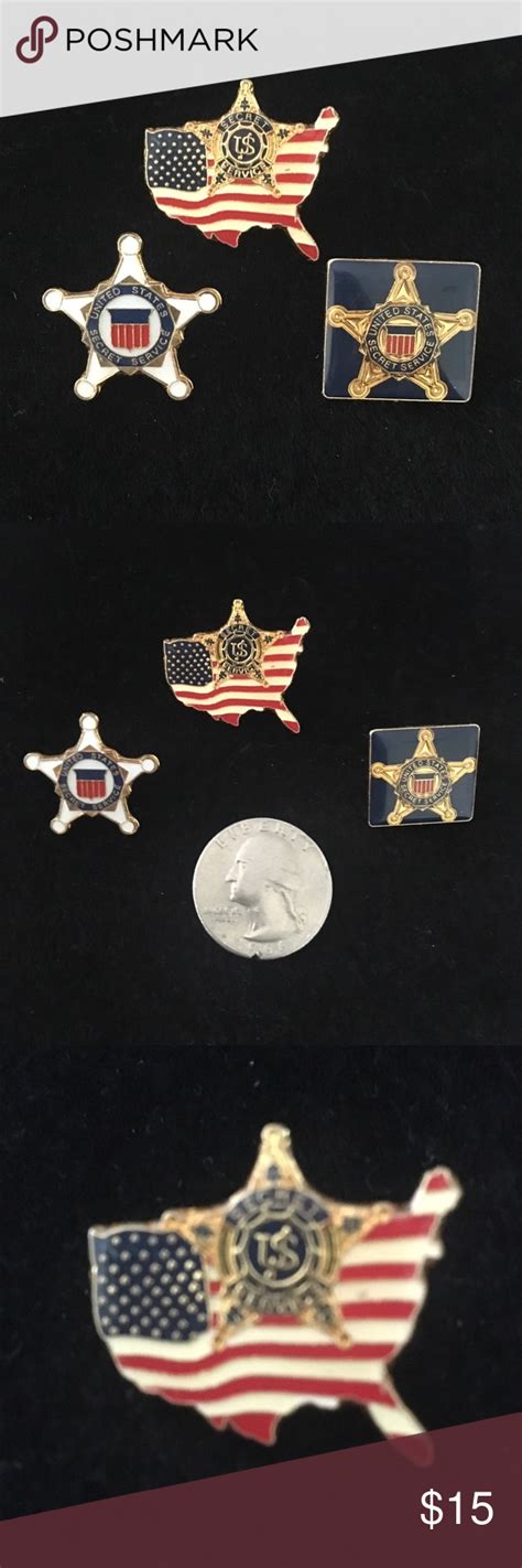 United States Secret Service Lapel Pins ️set Of 3 Gold Tone Metal