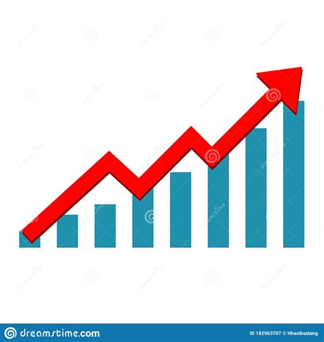 Growth Vector Diagram With The Red Arrow Going Up Vector Icon Isolated