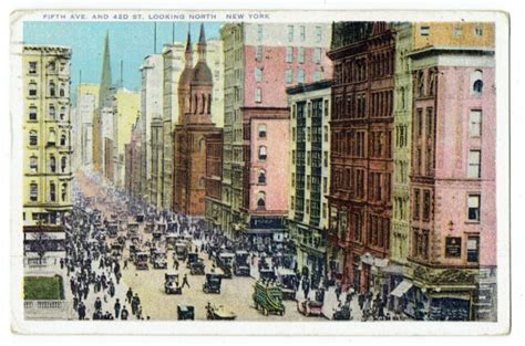 New York City Fifth Avenue And 42nd Street ~ Circa 1919 Postcard Ebay