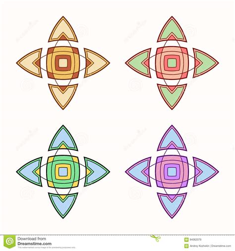Set Of 4 Symmetric Geometric Shapes Stock Vector Illustration Of