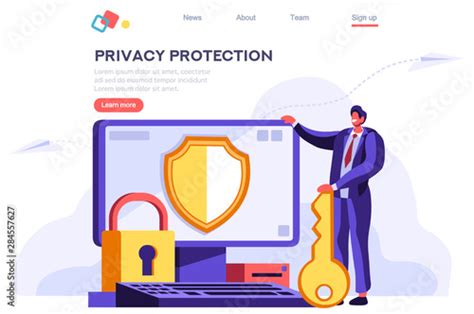 Infographic Banner With Hero Protect Data And Confidentiality Safety