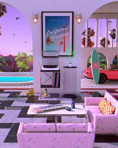 Aesthetic 90s Living Room It Plays Nicely Off Of The Coral Tones And