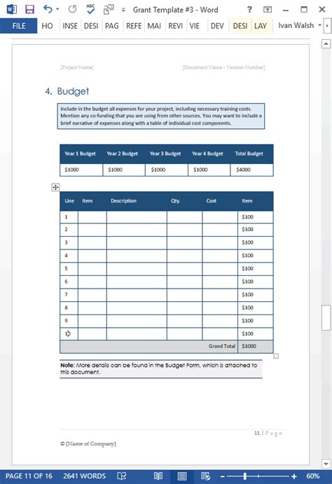 grant proposal template ms wordexcel templates forms checklists